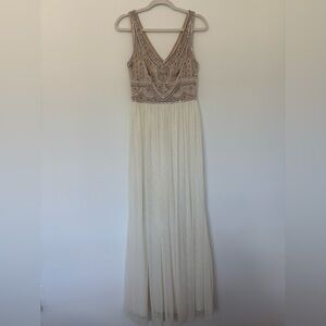 Anthropologie BHLDN Beige Sterling Dress Elopement Wedding Dress Size 10